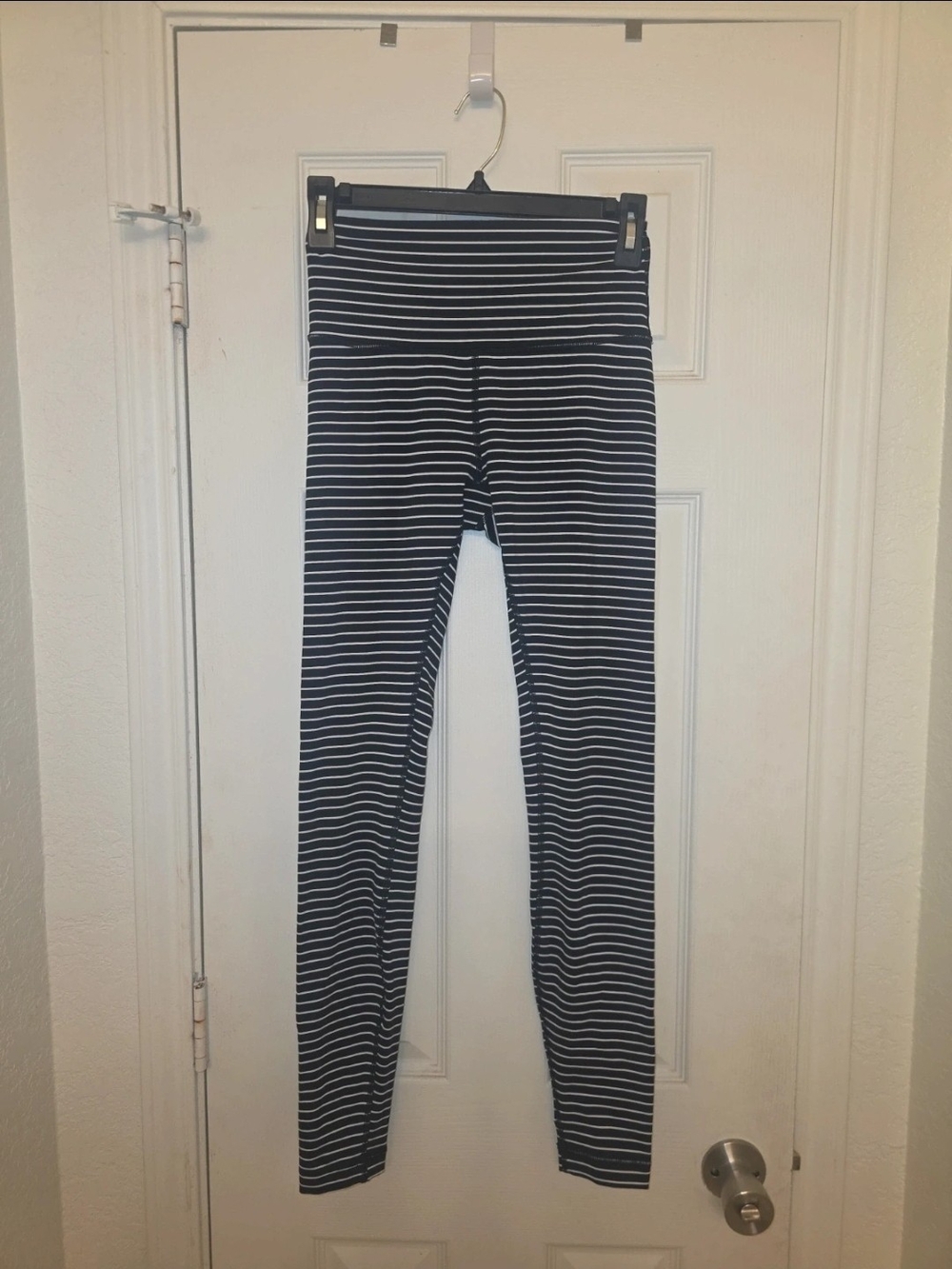 Striped Navy and White Kids Leggings - Brand Unspecified